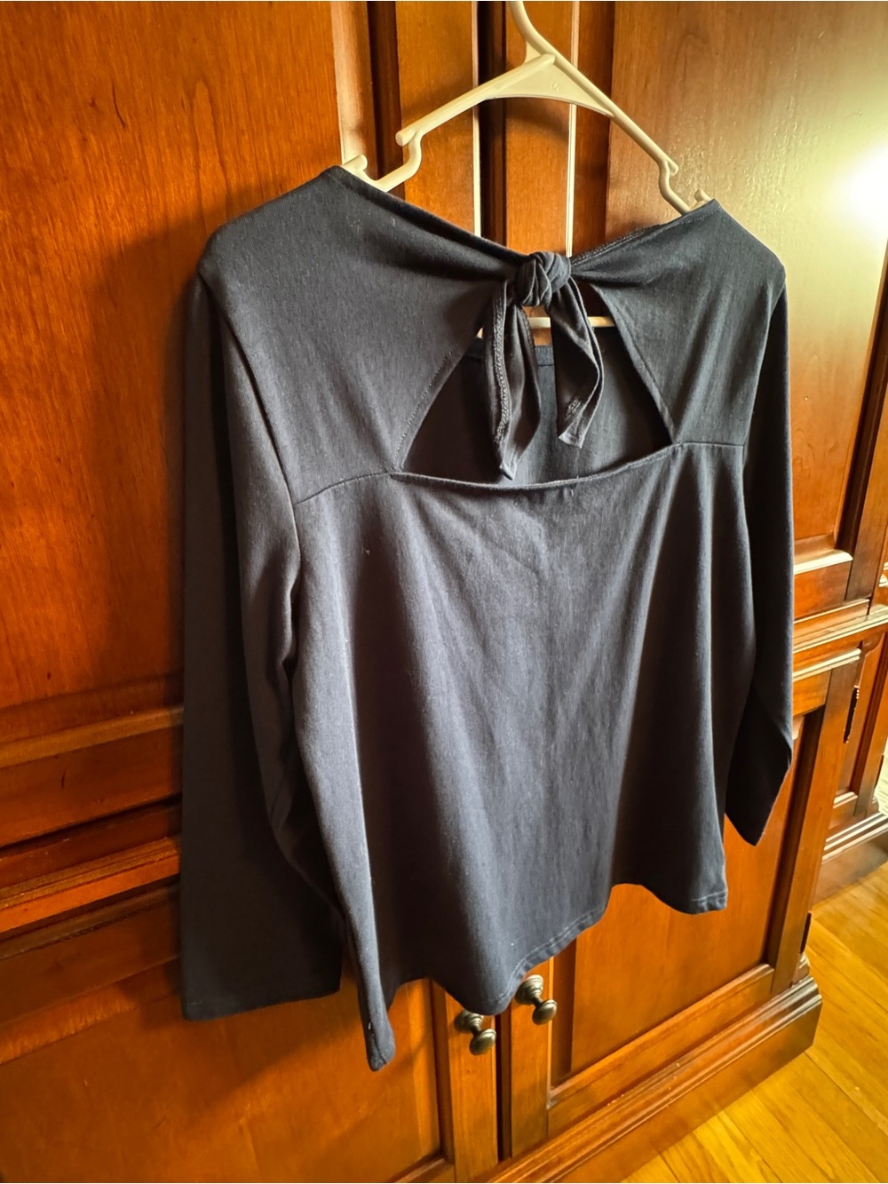 J. Crew Black Long Sleeve Tie-Back Top
